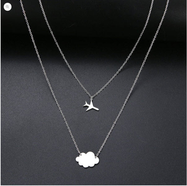 Cloud and Airplane Necklace